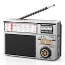 Radio retro 9,3 x 14,5 x 6,3 cm FM AM și SW cu Bluetooth și MP3 de pe card TF și USB cu intrare AUX și încărcare solară în culoarea argintie 6