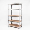 Raft metalic 5 poli 200 x 100 x 50 cm Capacitate 175 kg pe raft Montaj fără șuruburi Rafturi MDF Argintiu Pentru atelier și garaj 1