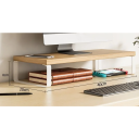 Raised Monitor Stand 40 x 20 x 8 cm Metal Base and Wooden Top Ergonomic Computer Mat Desk Storage Space 5