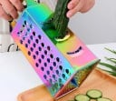 Ralador de quatro lados com pega em aço inoxidável para legumes Ralar em grossa e fina e cortar em fatias 23,7 x 10,5 x 8 cm 7