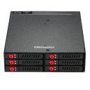 Rámeček na pevné disky Hot-swap 6 Gb/s 6 pozic pro 2,5palcové SATA HDD i SSD Kovové tělo s ventilátorem Černý Do pozice 5,25 palce v PC 6
