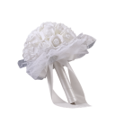 Ramo de boda artificial arreglo redondo de poliéster flores decorativas blancas para la novia ceremonia fotografía y decoración de bodas 1