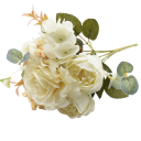 Ramo de rosas artificiales arreglo realista 30x17 cm seda plástico flores decorativas para jarrón bodas y decoración de interiores 4