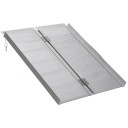 Rampă pliabilă pentru scaune cu rotile, rampă portabilă din aluminiu, capacitate de 270 kg, 91 x 74 x 5 cm, cu margini de siguranță, argintie pentru acces 1