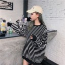 Randig lös sweatshirt för kvinnor 1