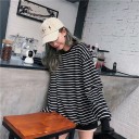 Randig lös sweatshirt för kvinnor 3