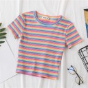 Randig T-shirt för kvinnor B394 6