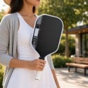 Raquete de pickleball com formato alongado Totalmente encapsulada Espessura 16 mm Núcleo em espuma TFP Preto com borda branca Para treino e jogos 9