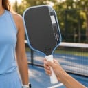 Raquete de pickleball em fibra de carbono com estrutura cinética Espessura 16 mm Amortecimento de impactos Formato alongado Para treino 4