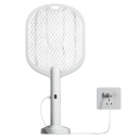 Raquete eléctrica contra mosquitos 3 em 1 3000V com luz LED carregamento USB-C Rede de segurança Extra potência Atrai e extermina insectos 2