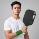 Raquette de pickleball en carbone avec cadre cinétique de 5ème génération Noyau de 16 mm Amortissement des chocs Noir avec bord vert 3
