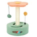 Rascador para gatos con flor rosa y pista con pelotas 25 x 25 x 35,5 cm, poste de sisal con juguetes colgantes para gatos de apartamento 1