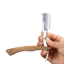 Rasoi professionale da barbiere 13,6 x 4,1 cm Shavetta con manico in legno Rasoio pieghevole per contornare la barba e styling 3