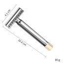 Rasoio da uomo classico a lamette con apertura rotante meccanismo inferiore lega di zinco argento rasatura manuale della barba 2