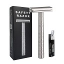 Rasoir à lame unique 10,5 x 4,4 cm Alliage d'aluminium 5 lames de rechange Rasoir de sécurité manuel pour hommes et femmes 3