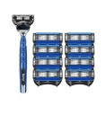 Rasoir manuel à lames à six couches Rasoir manuel pour homme avec 8 têtes de rechange Rasoir avec des lames en acier inoxydable 1