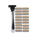 Rasoir manuel pour homme avec lame à trois couches Tondeuse à barbe Rasoir avec têtes interchangeables Poignée avec 19 lames interchangeables Rasoir traditionnel pour un rasage manuel 1