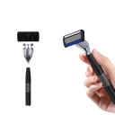 Rasoir manuel pour homme avec têtes interchangeables à sept couches Manche en métal avec neuf lames interchangeables en acier inoxydable 3