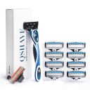 Rasoir manuel pour hommes avec 10 têtes de rechange Rasoir pour hommes avec des lames en acier inoxydable Rasoir avec bande lubrifiante 1