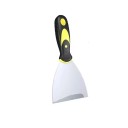 Raspador de acero inoxidable 20,3 × 10 cm, espátula de pintor con mango ergonómico negro y amarillo, herramienta para limpiar y preparar superficies 1