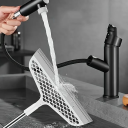 Raspador de chão 83–103 x 30,5 cm Raspador telescópico ajustável com dobragem a 180° e cabeça removível para limpeza de pavimentos 4