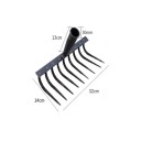 Rastrello multifunzionale a 9 denti 32 x 14 cm in acciaio al manganese attrezzo da giardino nero per raccolta erba diserbo lavorazione del terreno e rimozione dei rifiuti 5