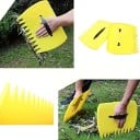 Râteau de jardin à main avec poignée ergonomique 33 x 24,8 cm en plastique jaune pour ramasser les feuilles et nettoyer les débris sur la pelouse 5