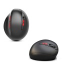 Rato ergonómico vertical sem fios para a mão direita Resolução 2400 DPI Sete botões Receptor USB 2,4 GHz Preto com detalhes em vermelho 2