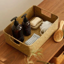 Rattan-Korb aus Seegras 40 x 29 x 14 cm Handgefertigter Aufbewahrungskorb mit natürlichem Aussehen Dekoration für Wohnung oder Badezimmer 2