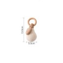 Rattolo all'uncinetto 13,5 x 5,5 cm Pera in cotone con impugnatura circolare in legno Fatto a mano Sicuro per i neonati Stimolazione motoria fine e sensoriale 2