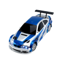 RC driftbil 1:43 blå med silverränder 2.4G 4WD 3,7 V 200mAh 20 m räckvidd 30 min körtid USB-C laddning proportionell kontroll koner 3