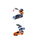 RC driftbil 1:43 blå med silverränder 2.4G 4WD 3,7 V 200mAh 20 m räckvidd 30 min körtid USB-C laddning proportionell kontroll koner 7
