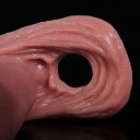 Realistický silikónový návlek na penis 17 cm s dlhými semenníkmi 12,5 cm a otvorom na pretiahnutie semenníkov, žilkovaním a telovým odtieňom, diskrétne balenie 2