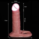 Realistický silikónový návlek na penis 17 cm s dlhými semenníkmi 12,5 cm a otvorom na pretiahnutie semenníkov, žilkovaním a telovým odtieňom, diskrétne balenie 3