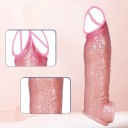 Realistický silikónový návlek na penis 22x4,5 cm s otvorom na semenníky, žilkovaním a prirodzeným odtieňom, diskrétne balenie 4