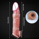Realistický silikónový návlek na penis 22x4,5 cm s otvorom na semenníky, žilkovaním a prirodzeným odtieňom, diskrétne balenie 5