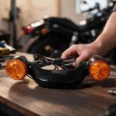 Rear Brake and Indicator Lights for Motorcycle with 12V LED Bar, Black with Orange Cover, for Harley-Davidson Street Glide Road Glide 2010–2022 4