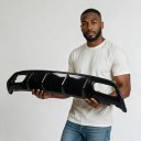 Rear Bumper Diffuser with Exhaust Tips 158 cm from ABS Plastic, Gloss Black, for Mercedes-Benz A-Class W176 AMG Line and A45 2012–2018 3