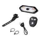 Rear LED Bicycle Light 9.4 x 3.25 x 2.6 cm USB Rechargeable Remote Controlled Indicator Light 900mAh Wireless Control 5 Lighting Modes 2