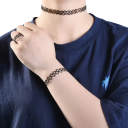 Rebellious Choker Bracelet Ring Set Elastic Flexible Size Geometric Tattoo Design Modern Women's Jewellery Set 2