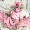 Reborn lalka dziewczynka 43 cm Realistyczna lalka winylowa z niebieskimi oczami Ubranie Smoczek Butelka Akt urodzenia Prezent Dekoracja 5