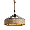 Rebpendellampe til E27-pærer Loftslysekrone i jern med ophængningsreb 80 cm Industriel rund pendellysekrone med reb 30 x 14 cm 1