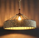 Rebpendellampe til E27-pærer Loftslysekrone i jern med ophængningsreb 80 cm Industriel rund pendellysekrone med reb 30 x 14 cm 3
