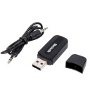 Receptor de áudio Bluetooth para carro e colunas Ligação AUX através de jack de 3,5 mm Alimentação via USB Alcance até 10 m Inclui cabo de áudio 2