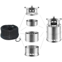 Réchaud de camping en acier inoxydable à bois Structure pliable Cuisine en plein air Sac de transport en filet Inclus 2