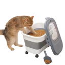 Recipient pliabil pentru hrană cu roți 42 cm Înălțime ajustabilă 14–30,5 cm Recipient de mare capacitate din PP cu capac transparent pentru granule 4