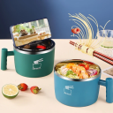 Recipiente de acero inoxidable de doble capa con tapa con válvula y asa 1000 ml 8,5 x 15,5 cm Contenedor para fideos instantáneos Recipiente térmico para viaje 5