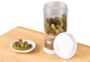 Recipiente hermético com filtro flip para azeitonas e pickles Design de ampulheta Armazenamento de alimentos Manipulação prática 17,5 x 8,5 cm 2
