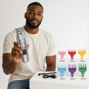 Recortadora de cabello y barba con cuchilla en T para hombres Velocidad ajustable Pantalla LED Peines de colores de 1 a 9 mm Plateado Máquina 5