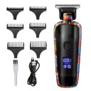 Recortadora de pelo y barba eléctrica profesional con pantalla digital Recortadora de pelo y barba con seis accesorios intercambiables de diferentes tamaños con indicador de carga de batería 1